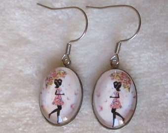 fairy woman oval earrings