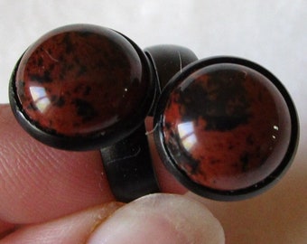 brown obsidian ring speckled with black, lithotherapy protection, calm, inner peace