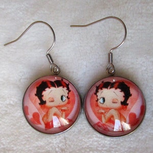 pretty pair of betty boop earrings, 0.79 inch image 1