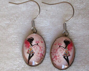 fairy woman oval earrings