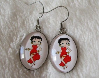 boucles d'oreilles ovales betty boop