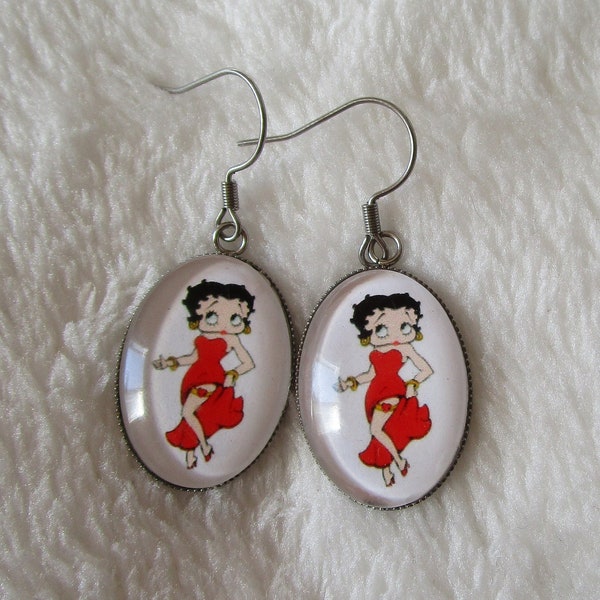 boucles d'oreilles ovales betty boop