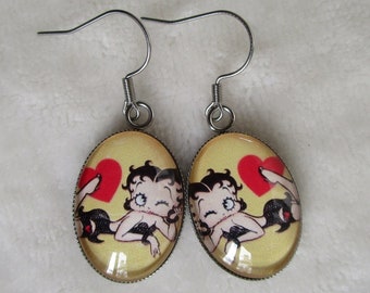 boucles d'oreilles betty boop (ovales ou rondes)