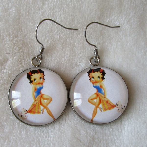 boucles d'oreilles betty boop motif face à face