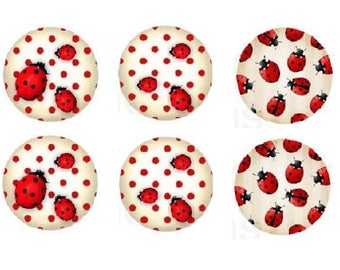 16mm, 6 cabochon ladybirds