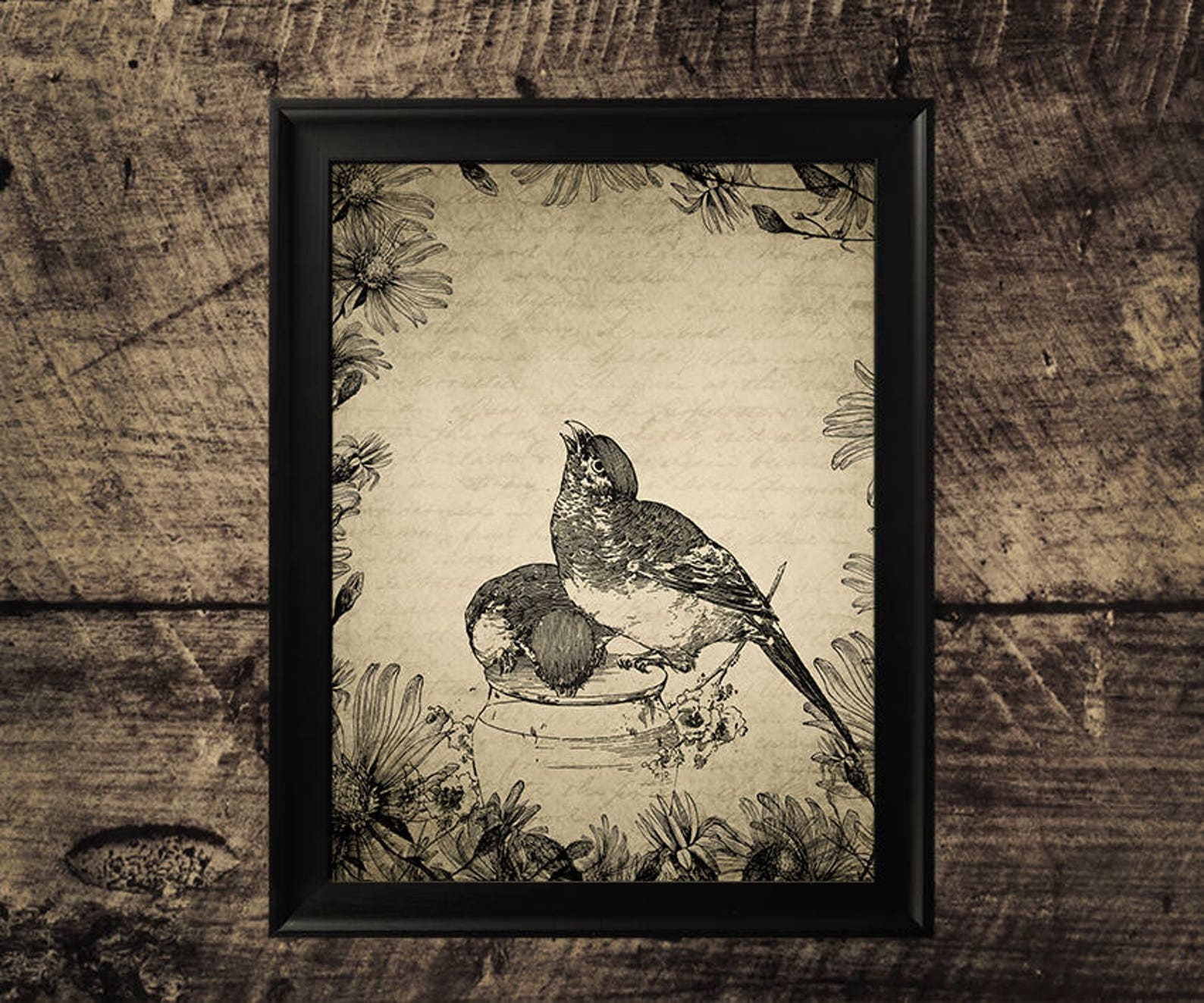 Vintage Bird Print Bird Wall Art Room Decor Bird Wall Etsy