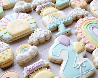 Rainbow and Sunshine Birthday Cookies