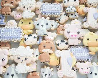 Custom Farm Animal Cookies: Birthday Party Favors