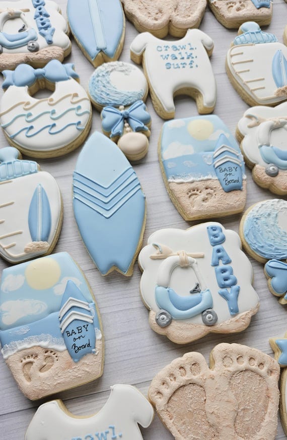 Surfing Baby Shower Cookies