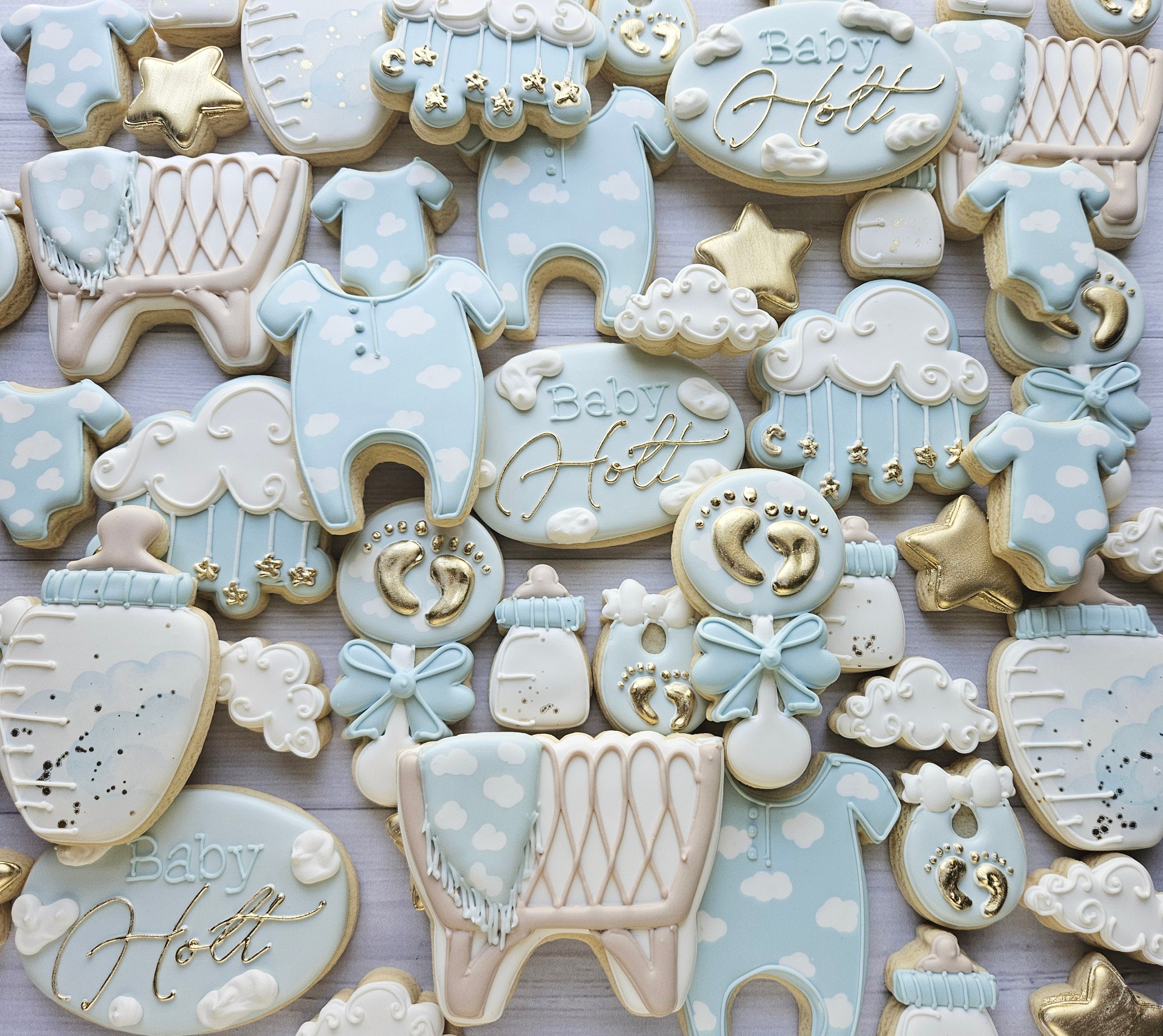 d*9様 BABY Biscuit ブラウス Cloud Theme Baby Shower Cookies - Etsy