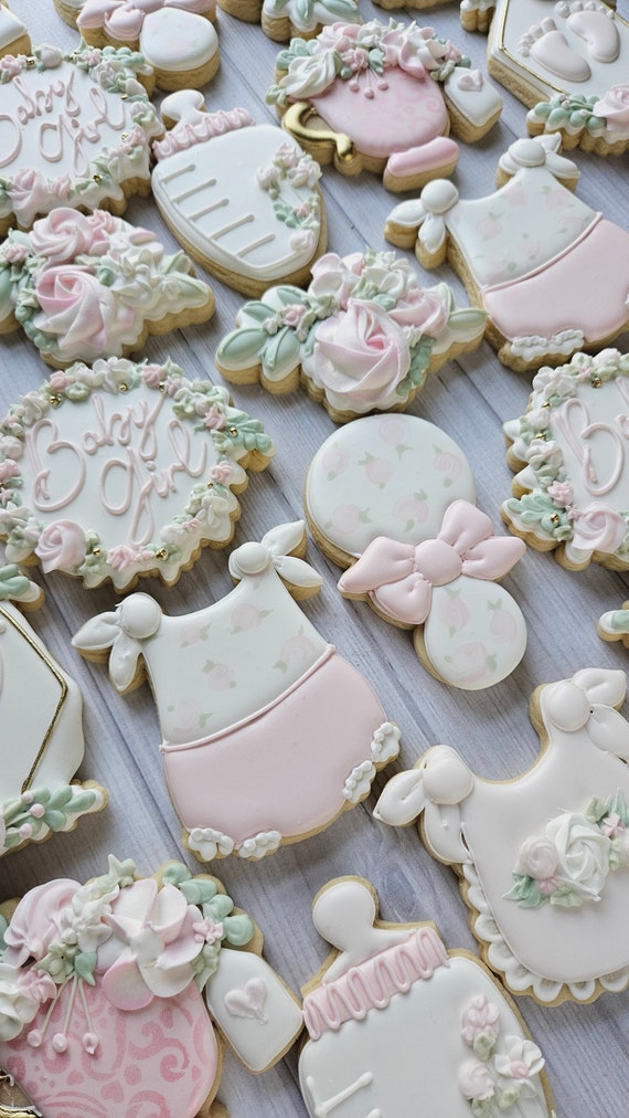 Lot De 6 Emporte-pièces Baby Shower Thème Rose En PLA Neuf