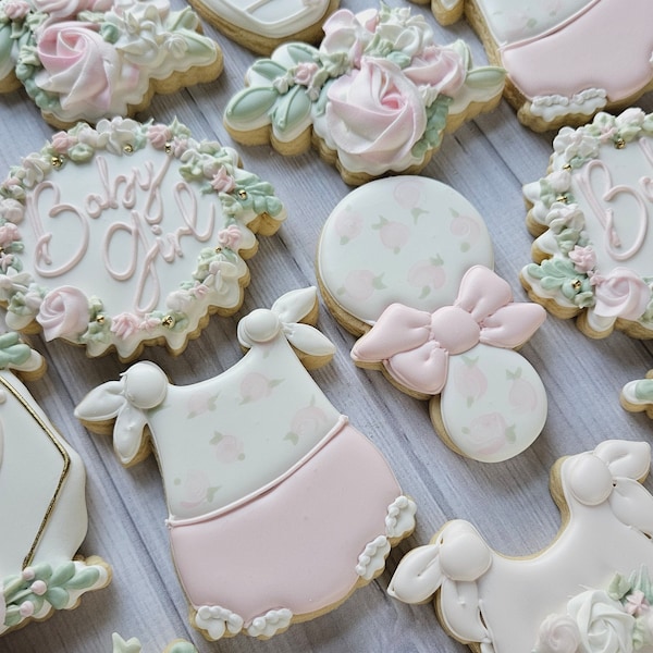 Floral Baby Girl Shower Cookies