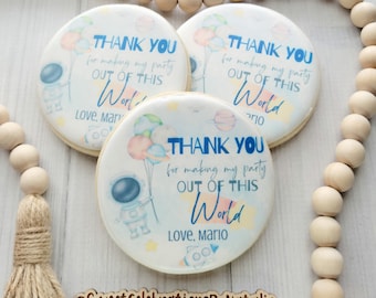 Outer Space personalized Cookies- Birthday Custom Printed Cookie Favor