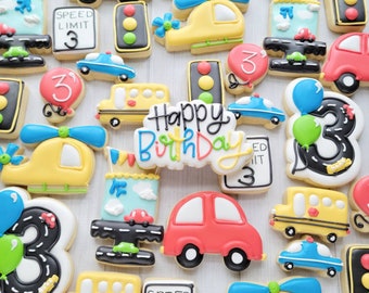 Transportation Birthday Cookies