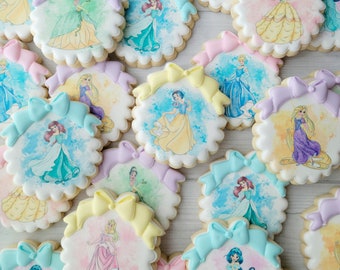 Assorted Princess Cookies 2 dozen Custom Printed Cookie Favor