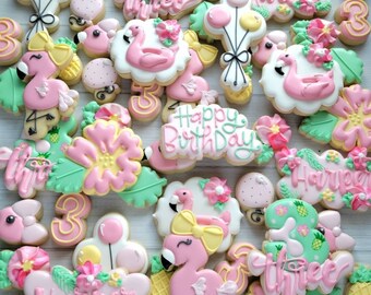 Flamingo Birthday Cookies