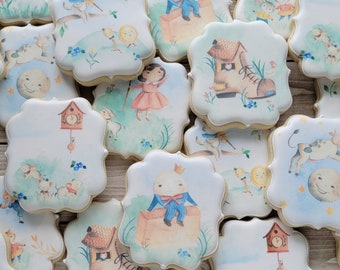 Assorted Nursery Rhymes Cookies 2 dozen Custom Printed Cookie Favor