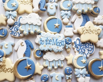 Love you to the Moon Baby Shower Cookies