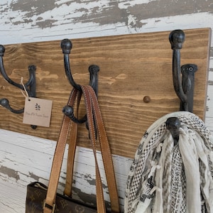 Easy Install-Hardware included Rustic farmhouse Coat Hook Rack wall Hook Rack Rustic Coat Rack Entryway Hooks Towel Hanger image 1