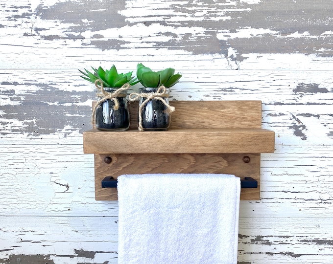 Bathroom Towel Rack Shelf, Floating Shelf Hand Towel Holder, Bathroom ...