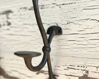 Écosse - réplique de ferme Croft Bastel des années 20 20,8 cm (8 po.) rustique en fer métallique antique - patère de maison de ferme - patère murale - vintage - entrée