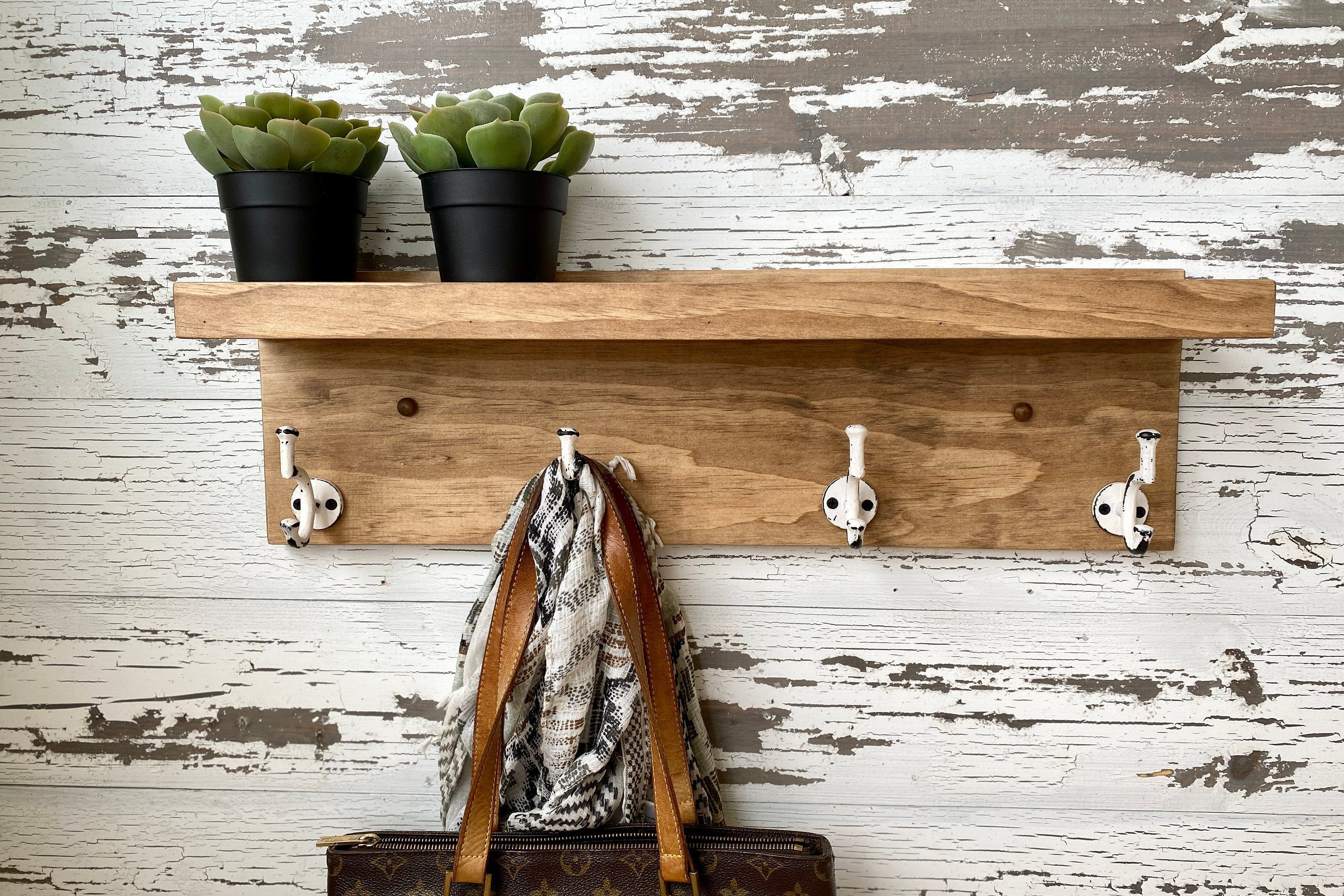 Easy Install-hardware Included Rustic Farmhouse Coat Hook Rack