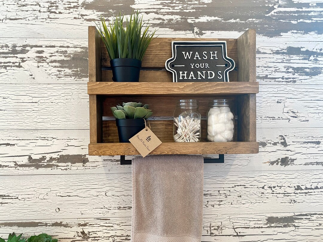 Easy Install-hardware Included - Rustic Farmhouse Bathroom Shelf Towel ...