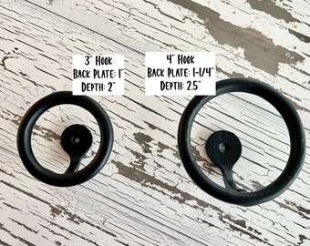 3 or 4 Black Gold White Metal rustic Modern Farmhouse Coat Hook Wall Hook  heavy duty with matching Screws & Anchors round circle