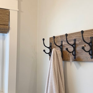 Easy Install-Hardware included Rustic farmhouse Coat Hook Rack wall Hook Rack Rustic Coat Rack Entryway Hooks Towel Hanger image 5