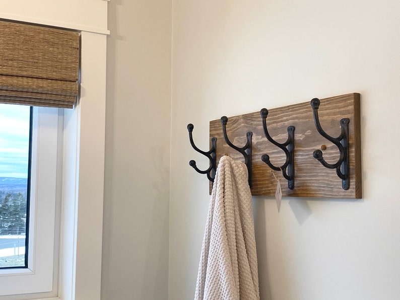 Easy Install-Hardware included Rustic farmhouse Coat Hook Rack wall Hook Rack Rustic Coat Rack Entryway Hooks Towel Hanger image 5