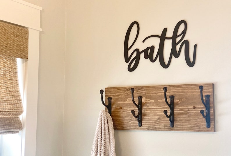 Easy Install-Hardware included Rustic farmhouse Coat Hook Rack wall Hook Rack Rustic Coat Rack Entryway Hooks Towel Hanger image 4