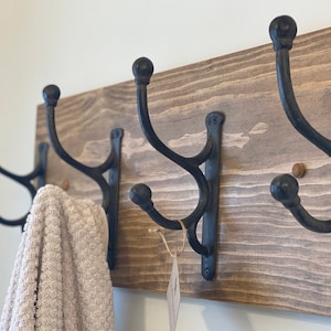 Easy Install-Hardware included Rustic farmhouse Coat Hook Rack wall Hook Rack Rustic Coat Rack Entryway Hooks Towel Hanger image 6