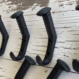 Railroad Spike Hook -  Cast Iron Railway Coat Hook - Black Coat Hook - - Railway Hook - Vintage Coat Hook - Towel Wall hook