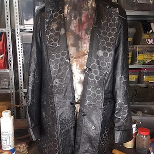 Veste en cuir Cyberpunk upcyclée soze L