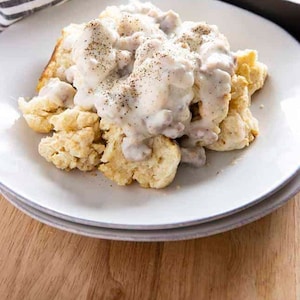 Freeze dried Country Sausage Gravy and Biscuits. Healthy meals for camping, hiking, backpacking snacks or an emergency