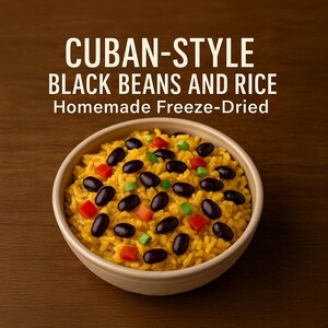 Homemade Cuban Black Beans and Rice Freeze-Dried – 25-Year Shelf Life Camping, Hiking & Emergency Food | Vegan Small Batch Meal