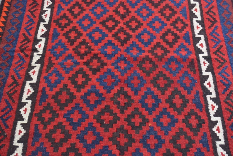 Free Shipping Area kilim rug Flat weave Afghan Tribal kilim rug Traditional handwoven maimana kilim 4/'0 x 7/'1 ft.