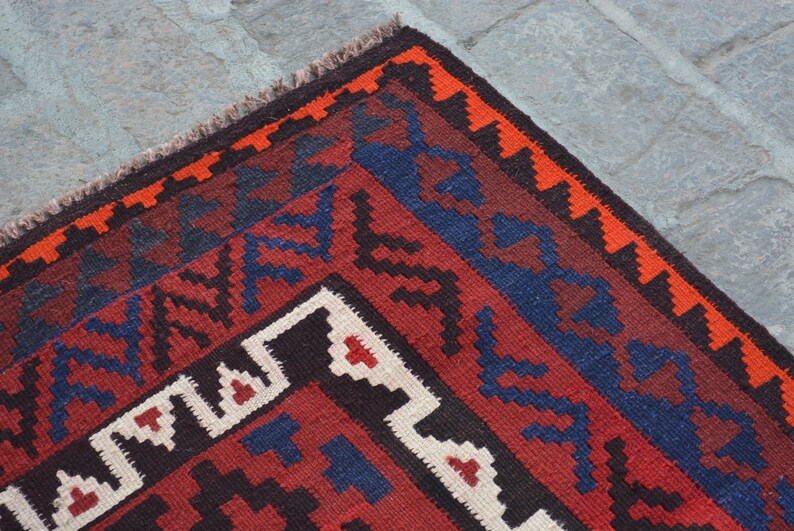 Free Shipping Area kilim rug Flat weave Afghan Tribal kilim rug Traditional handwoven maimana kilim 4/'0 x 7/'1 ft.