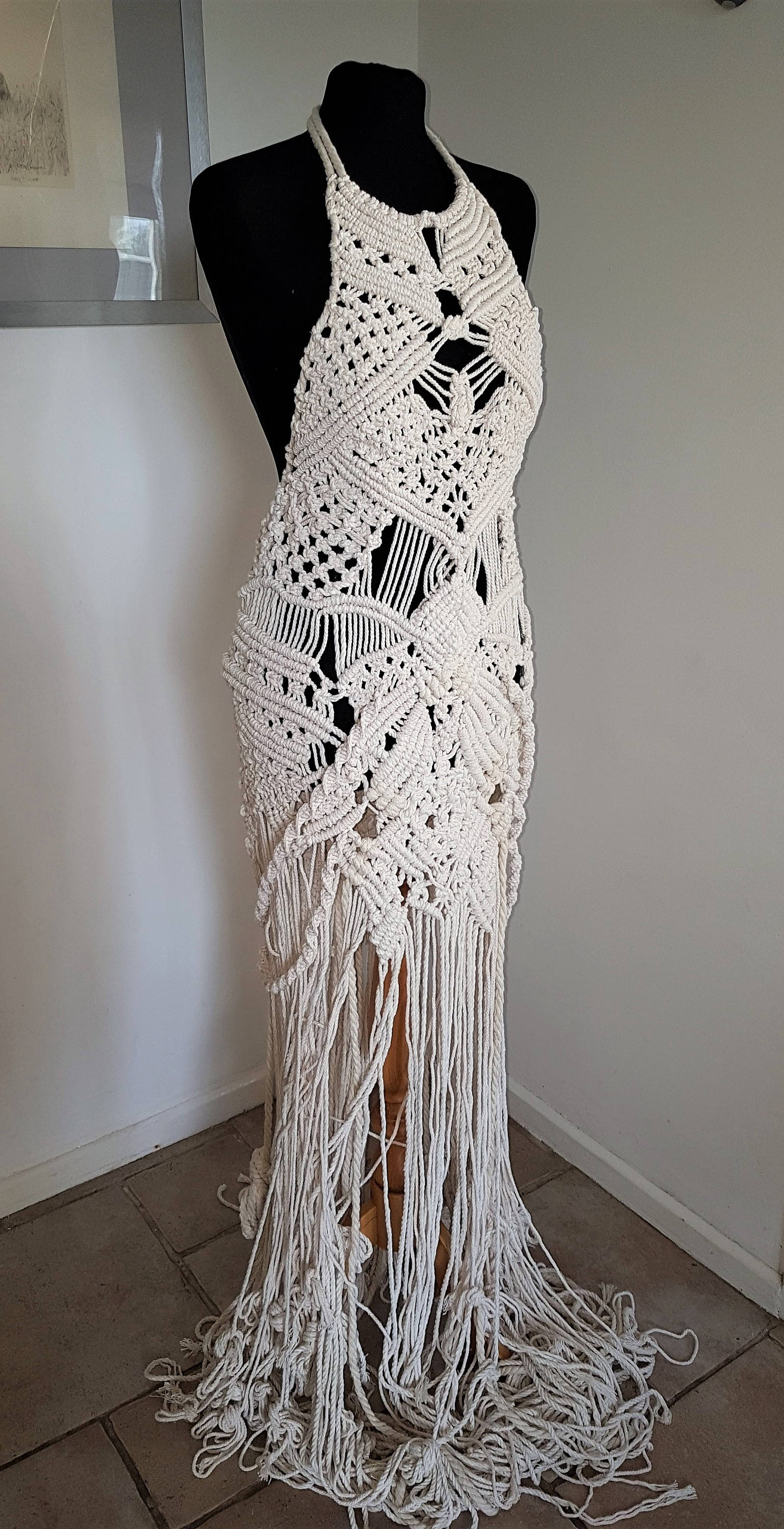 Macrame dress hand knotted macrame dress made from natural Etsy