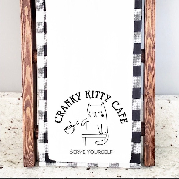 Cranky Kitty Cafe Cat Decorative Tea Towel