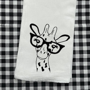 Giraffe in Glasses Decorative Tea Towel