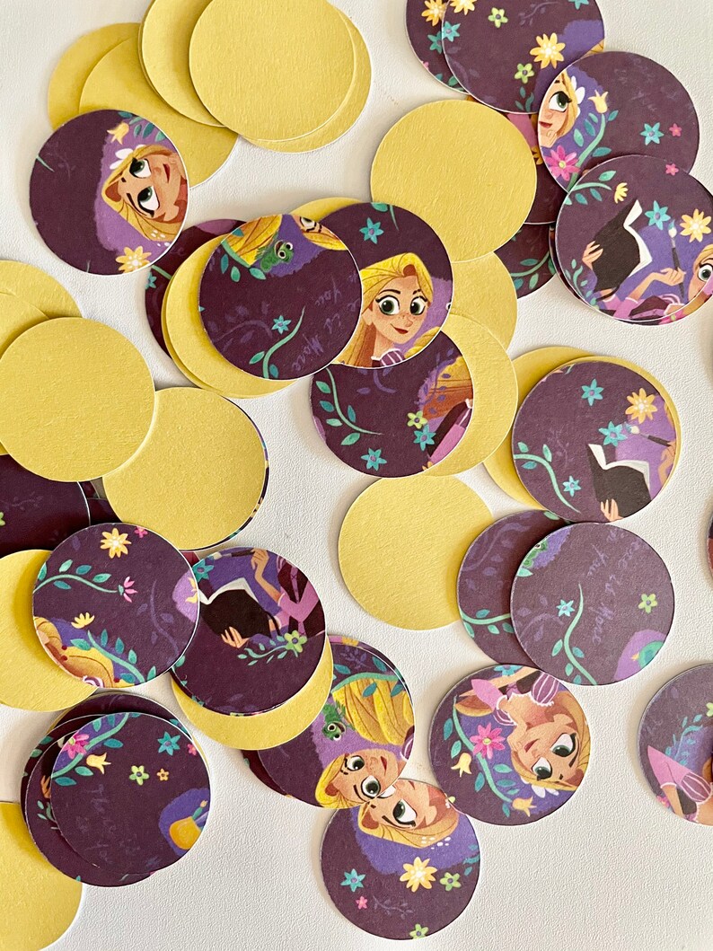 Yellow and Purple Rapunzel Tangled Paper Confetti Scatter