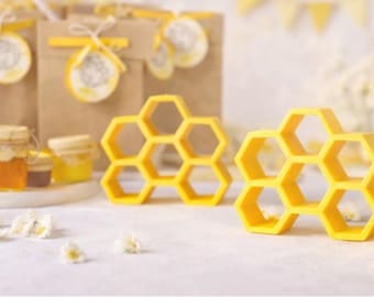 Set of 6 Mini Honeycomb Party Decor | Pooh Theme Table Accents | Bee Baby Shower Decorations | Woodland Birthday Party Dec Cupake Topper