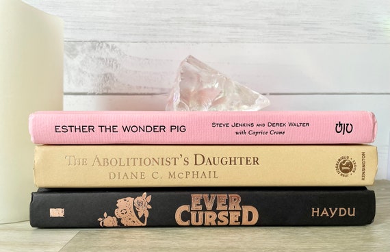 Pink Gold and Black Decorative Book Stack 