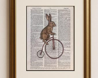 Upcycled Vintage Rabbit on Bike and  Art