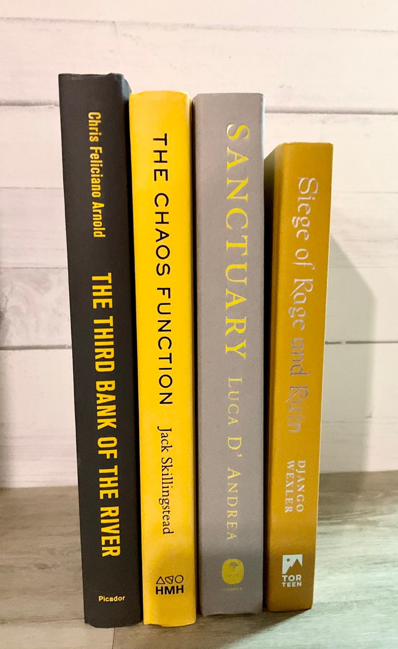 Mustard Yellow and Gray Decorative Book Stack - Etsy