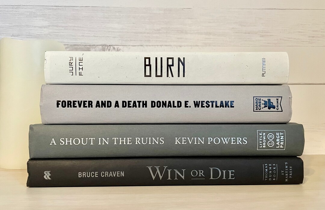 Black Gray and White Decorative Book Stack Etsy