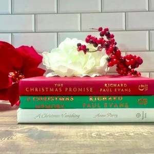 Winter Christmas Decorative Book Stack