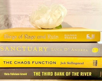 Mustard Yellow and Gray Decorative Book Stack