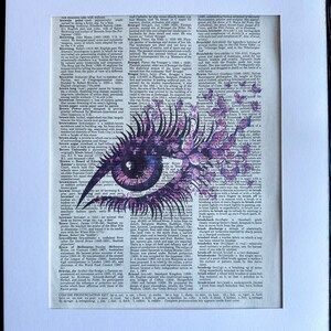 Upcycled Vintage Dictionary Purple Eye Butterfly